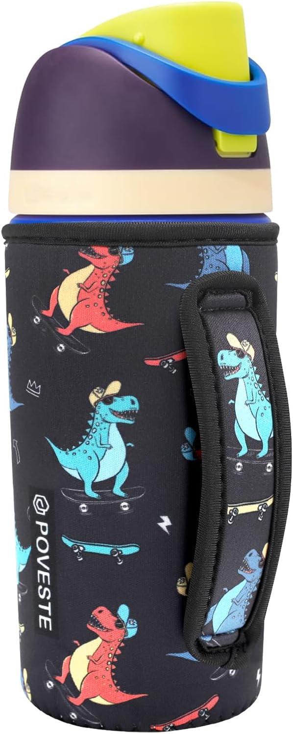 Water Bottle Sleeve with Handle for Owala Kids FreeSip 16 oz, Water Bottle Scratch Resistant Sleeve, Neoprene Cover Compatible with Owala 16 oz for Boys Girls to School Travel