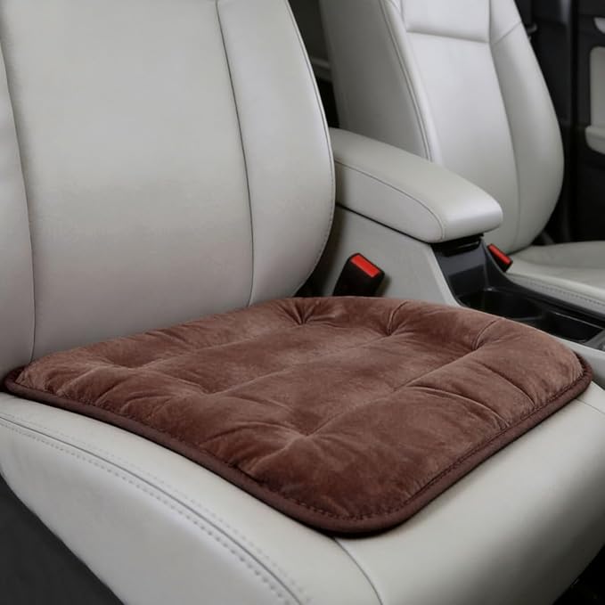 Car Seat Cushion, Breathable Soft Auto Front Seats Protector Pad for Comfortable Driving, Warm Vehicle Interior Driver Seat Non-Slip Decorative Accessory for Most Cars(Brown)