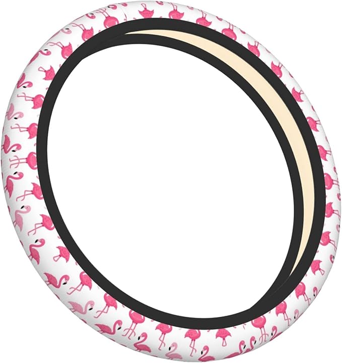 Flamingoes Art Pattern Universal Fit Steering Wheel Cover for Car, Truck, and SUV, Durable Steering Wheel Protection