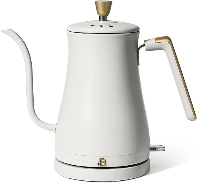 1-Liter Electric Gooseneck Kettle, 1200W Fast Heating Pour Over Coffee and Tea Kettle with Precise Spout (White Icing)