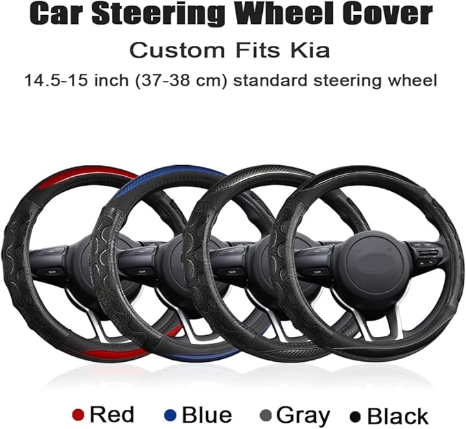 GIANT PANDA Steering Wheel Cover for Kia Soul,Sportage,Forte,Optima,Telluride(3D Honeycomb-Red-Standard Size)