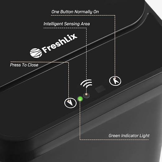 FRESHLIX Motion Sensor Trash Can, 2 Pack 2.6 Gallon Automatic Touchless Garbage Can, Small Smart Trash Can, Slim Waterproof Trash Bin for Bedroom, Bathroom, Office, Living Room, Black
