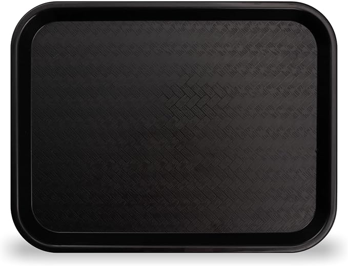 Carlisle FoodService Products Fast Food Cafeteria Tray 14" x 18", Durable Polypropylene with Slip-Resistant Surface, Stackable for Cafes and Schools, BPA-Free, Black