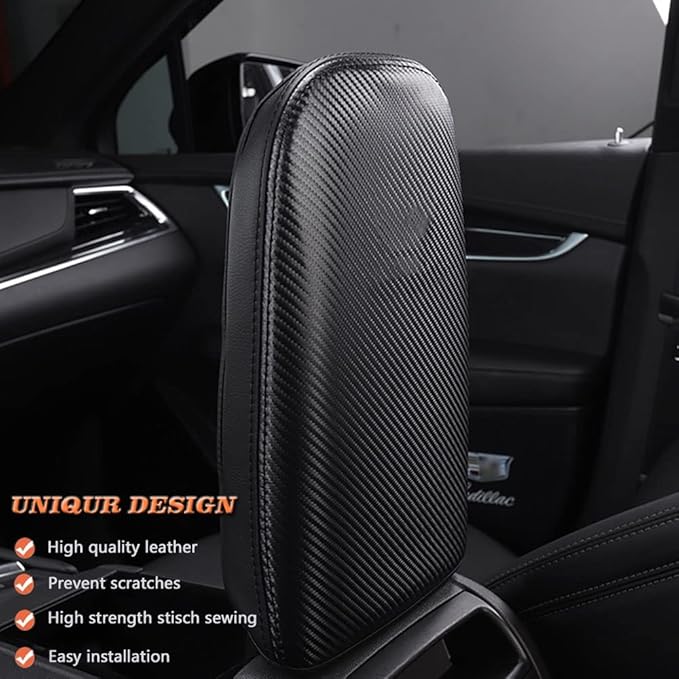 BOYOUS Car Armrest Cover Waterproof Center Console Pad Covers Scratch Resistance Leather Protector Interior Decoration Accessories Fit For Cadillac XT5 2016-2025 XT6 2020-2025（Carbon Fiber）
