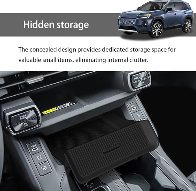 Center Console Organizer for RAV4 2026 Silicone Water Resistant Anti-Slip Under Console Storage Drawer Hidden Storage Small Valuables RAV4 Accessories (Center Console Drawer)