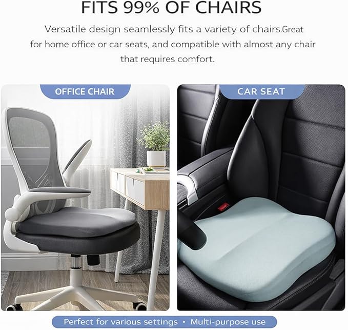 Heightening Car Seat Cushion for Ford Mustang EcoBoost GT Dark Horse Mustang Mach-E Maverick, Memory Foam for Short People Driving Lower Back Fatigue Relief Trucks Cars Suvs Office Chairs