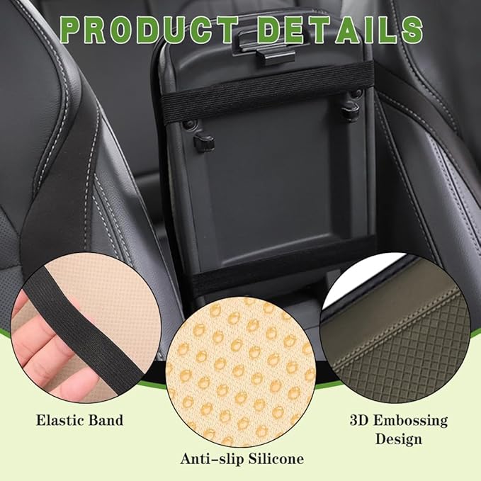 Car Center Console Armrest Pad, 12.6X 7.2 Inch PU Leather Waterproof Auto Armrest Seat Box Cover Protector, Car Center Console Cover, Universal Car Interior Accessories for Cars, Trucks, SUVs