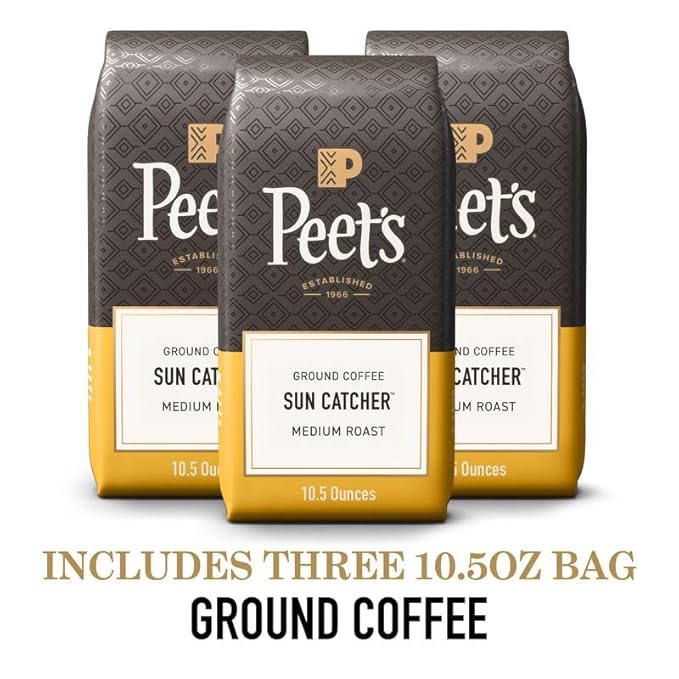 Peet's Coffee, Light Roast Ground Coffee - Sun Catcher Blend 10.5 Ounce Bag (Pack of 3)