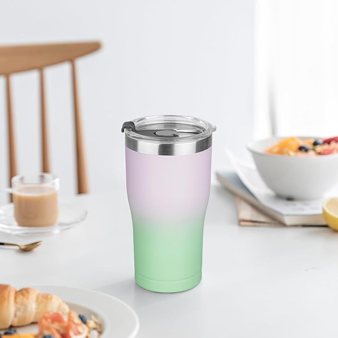 MEZMUT 1 Pack 20oz Insulated Coffee Tumbler with Lids and Straws Double Wall Vacuum Insulated Cup Stainless Steel Travel Mugs Leakproof Powder Coated Tumbler for Indoor Outdoor(Candy Color)