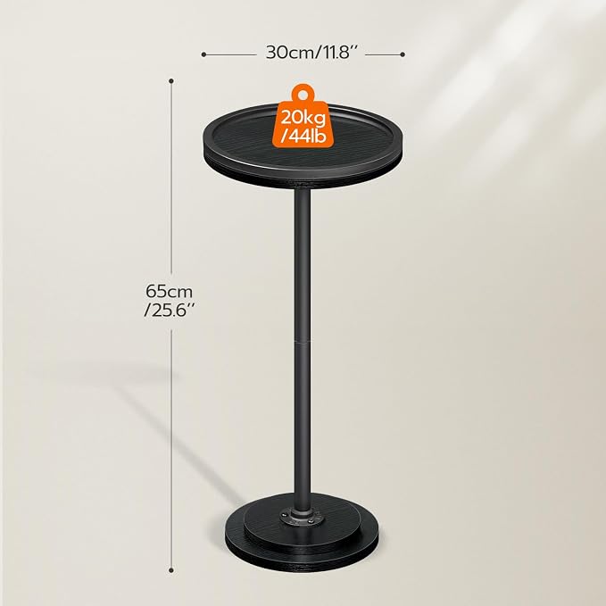 HOOBRO Small Round Side Table, Drink Table, Coffee Martini Table with Pedestal Accent for Small Spaces in Living Room, Bedroom, Sofa Couch, Black BB168BZ01