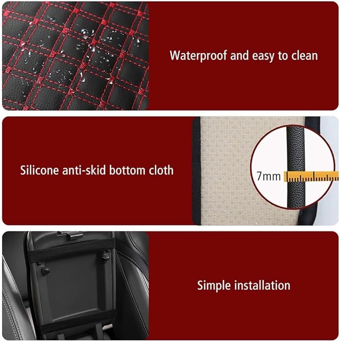 MiOYOOW Car Armrest Cover, Wear Resistant Center Console Pad Waterproof Car Center Console Cushion for Most Car SUV Truck