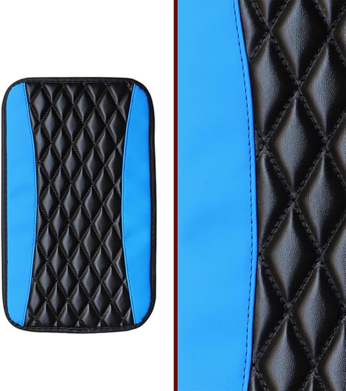 Leather Car Armrest Box Pad for Corvette C8 Stingray/C8 Coupé/C8 Z06/C8.R/C8 LT2 LT6 2019-2023 Waterproof Armrest Center Console Protector Cover Universal Arm Rest Cushion,Blue