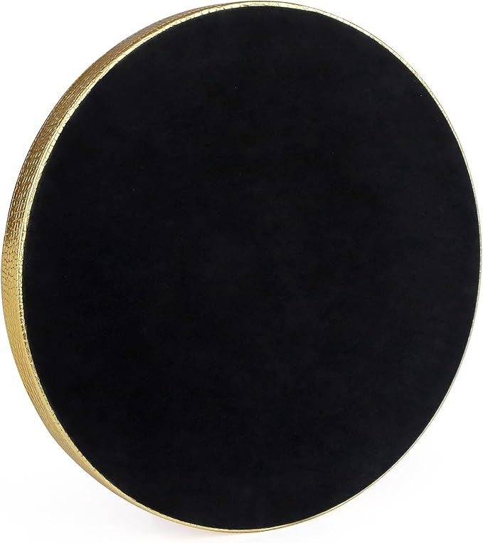 HofferRuffer Round Serving Tray 20'', Elegant Faux Leather Circle Ottoman Table Tray, Serve Tea Coffee Breakfast in Bedroom Living Room Kitchen (Gold, 20")