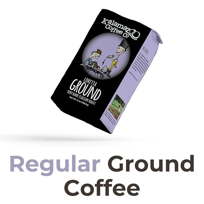 KALAMAZOO COFFEE COMPANY Loretta Ground Coffee - Very Dark Italian Roast | 12oz Bag (1 Pack)