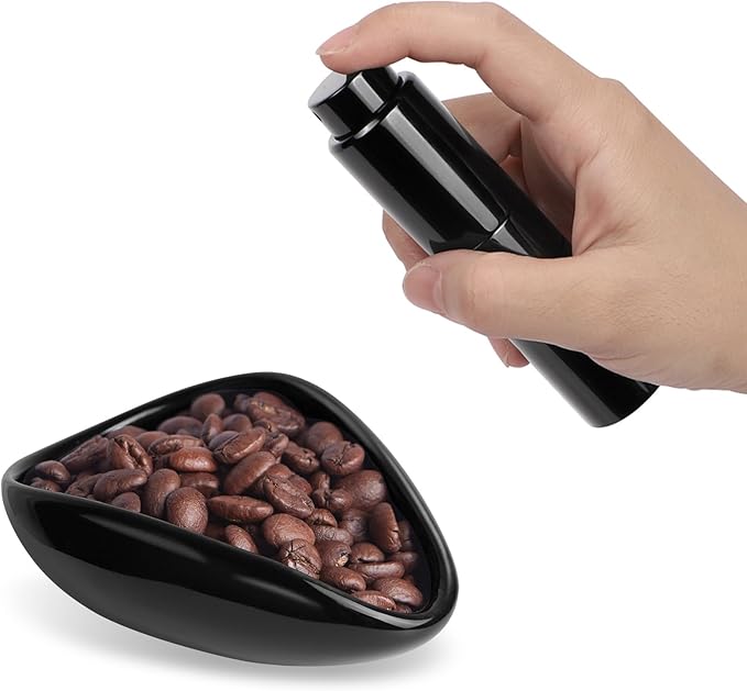 Ceramic Coffee Dosing Cup and 20 ML Spray Bottle Set - Static Reducing Espresso Accessories Kit for Home, Cafe | Professional Espresso Coffee Measuring Cups Tools (Black)