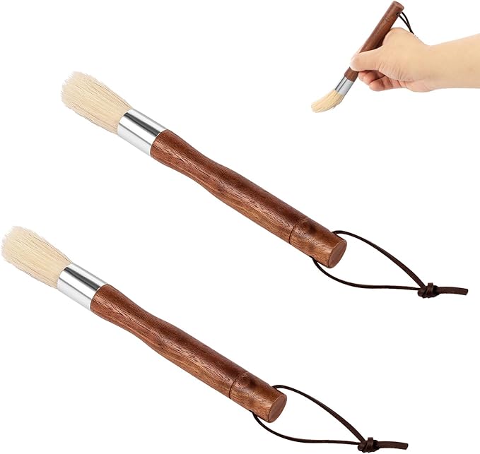 2PC Coffee Grinder Cleaning Brush,Espresso Machine Coffee Brush Cleaner Tool,Natural Bristles&Pure Solid Wood Handle,Bean Coffee Tools,Coffee Brush for Coffee,Tea Powder, Flour,Sugar,Baking Powder