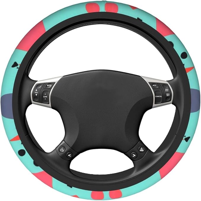 Geometric Patterns Steering Wheel Cover. Car Decor,Anti-Slip,Sweat Absorption,Easy Carry, Universal 15 Inch