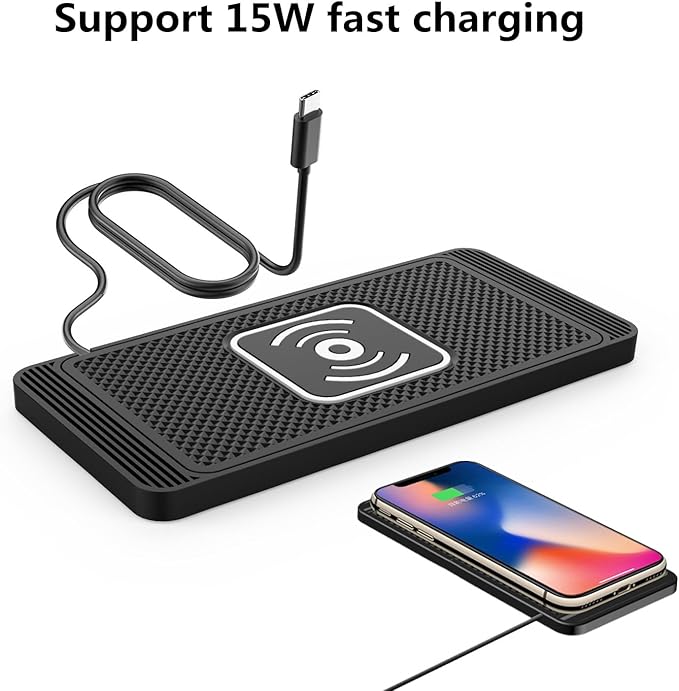 Wireless Charging Pad for Car for Subaru XV Forester Outback Impreza BRZ WRX Legacy, 15W Fast Wireless Charger Mat Non-Slip Silicone Car Center Console Phone Charging Pad,B/15W-USB