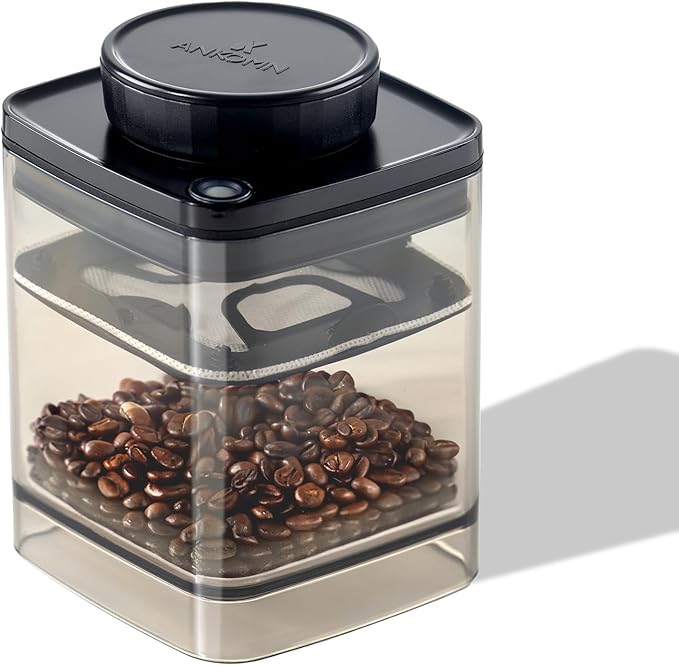 ANKOMN Coffee Vacuum Container, Patented Turn-n-Seal Canister Features the Airtight Vacuum Sealed Rubber and Inner Plate, Holding the Vacuum and Keeping Your Coffee Fresh Longer (Half Pound)
