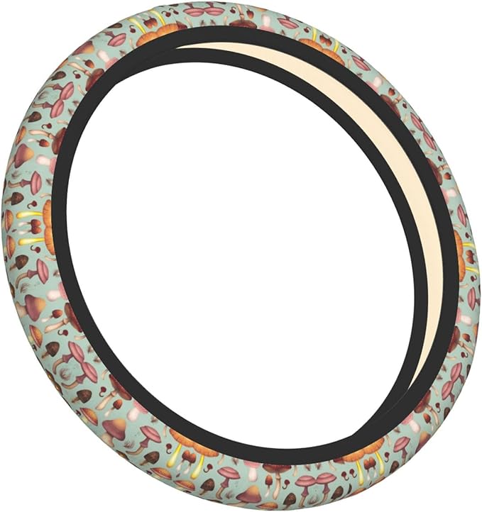 Neoprene Steering Wheel Cover Deer and Mushroom Car Steering Wheel Cover Universal Fit for Most Cars