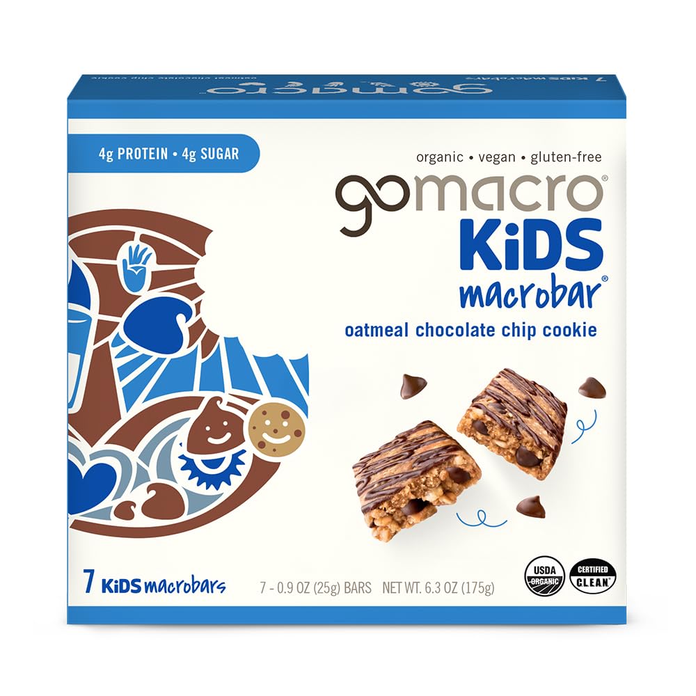 Gomacro, Organic Bar Kids Oatmeal Chocolate Chip Cookie 7 Count, 6.3 Ounce
