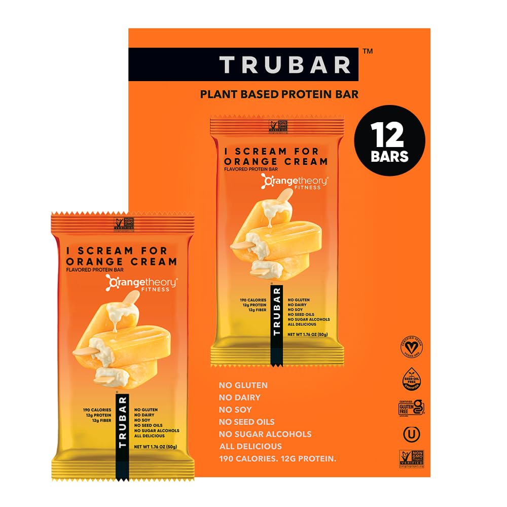 TRUBAR Vegan Protein Bar, Sweet & Dreamy Cookies and Creamy, Gluten Free, Plant Based Protein, Dairy Free, Non GMO, Soy Free, No Sugar Alcohols, 12G Protein, 12G Fiber, 23G Carb,Snack Bars, 12ct