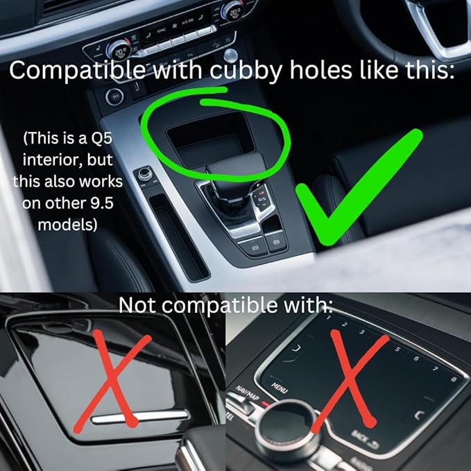 Phone Charger Mount for Audi Q5 / SQ5 / A5 B9.5 (2020+), Compatible iPhone and Android.