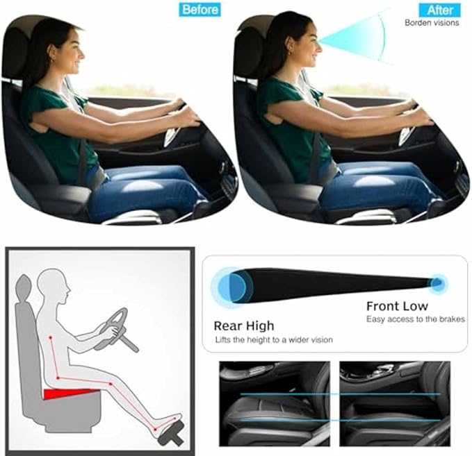 Car Seat Cushion for Ford F150(7seats) 2017-2023, Nonslip Driving Comfort and Breathable Lumbar Support Pad Sciatica and Back Pain Relief,Black-8 cm