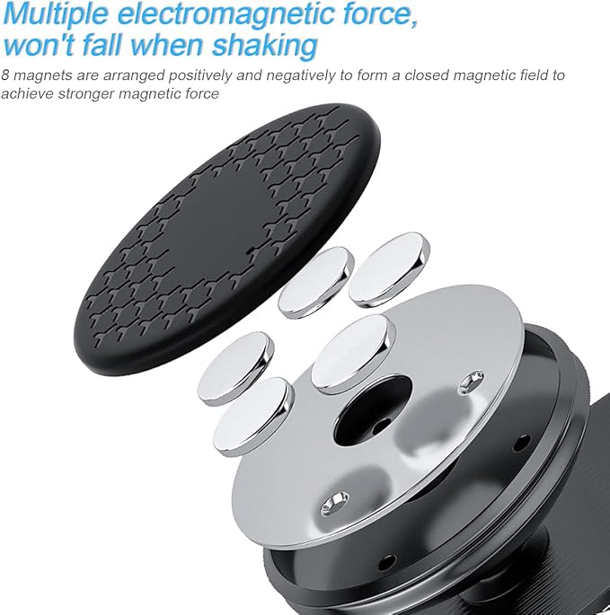 Magnetic Phone Mount for Car, 360°Adjustable Universal Cell Phone Holder for Car Air Vent Mount Fits 3-7 inch Mobile Phone and More Devices (Silver)