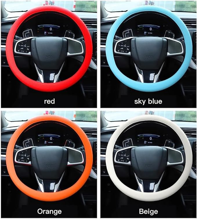 Cool Non-Slip Silicone Steering Wheel Protector, Universal Car Steering Wheel Protective Cover, Non-Slip Silicone Ultra Thin Steering Wheel Cover (Brown)