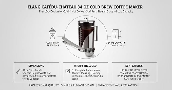 ELANG CaféDu-Château 34 oz Cold Brew Coffee Maker