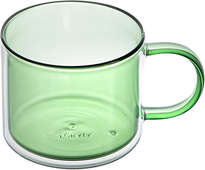 Restaurantware Coffee Cups 12 Pack of 11 oz Double Wall Glass Insulated Coffee Cup Borosilicate Mug Thermal Shock Resistant Handle Modern Design