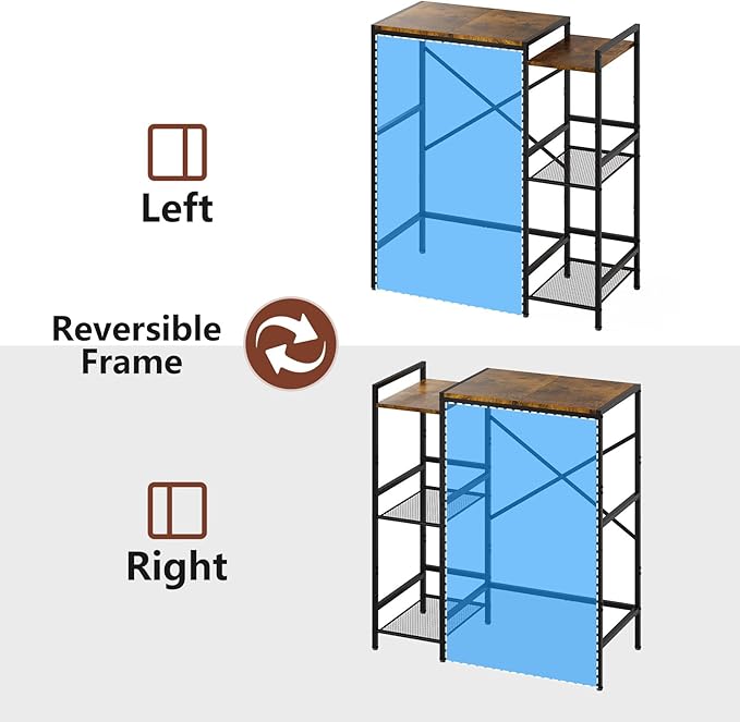 Mini Fridge Stand with Storage Shelves, Wine Cabinet, Microwave Stand, Coffee Bar, TV Stand, Bakers Rack, Beverage Refrigerator Table Adjustable for Dorm Apartment Kitchen Rustic Brown