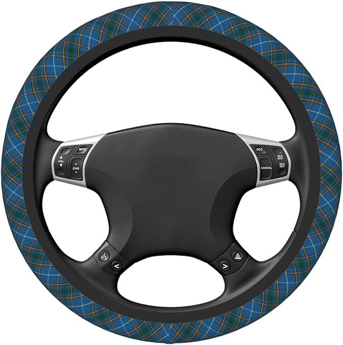 Thickened Elastic Steering Wheel Cover, Bain Clan Scottish Tartan Plaid Pattern Ultra, Soft, Breathable, Fit for Cars, SUVs, Trucks, Stylish Comfortable Grip