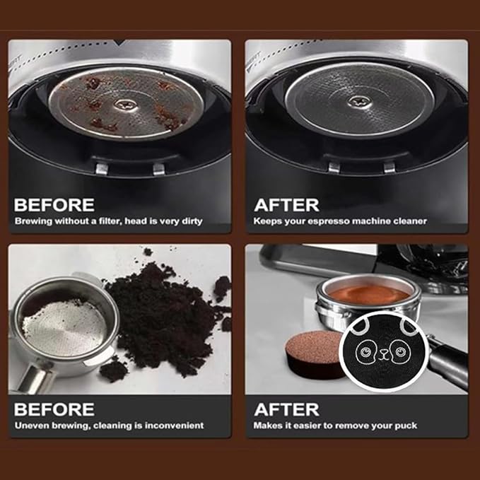 58mm Espresso Puck Screen, 0.2mm Ultra Thin Espresso Puck, Metal Reusable Coffee Filter for 58mm Espresso Portafilter Basket with Titanium PVD Coating - 316 Stainless Steel(Panda)