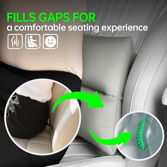 Car Lumbar Support Reversible Design Fixes Waist Gap Improves Driving Comfort Double-Sided Perforated enhances air Circulation Durable maintains Shape Long Lasting use 1P(Grey)