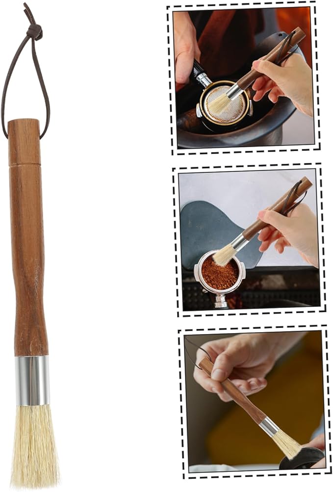 Professional Coffee Grinder Brush with Wooden Handle Cleaning Tool for Coffee Machines and Countertops Fine Bristle Design for Maintenance