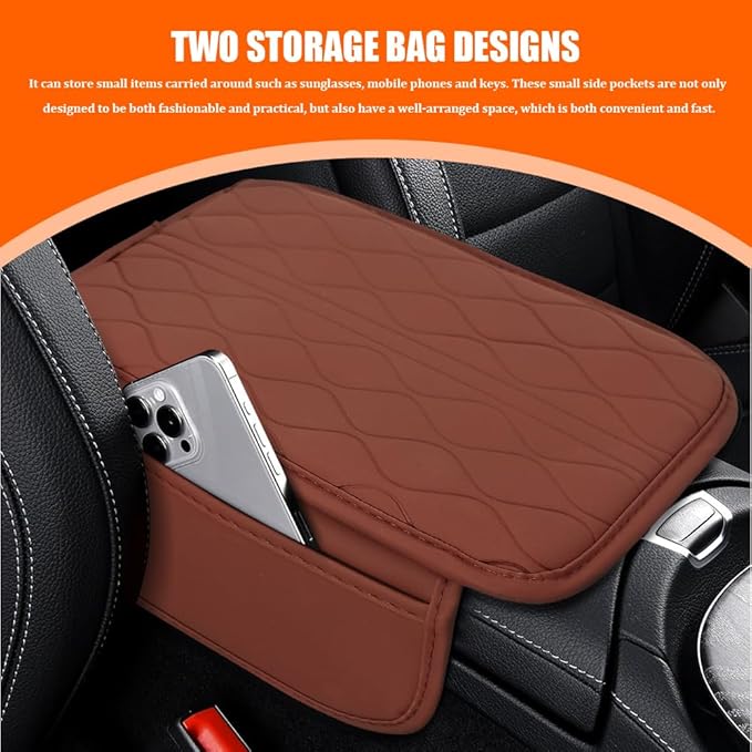 Leopard Cheetah Print African Animal Hunting Auto Center Console Armrest Pad, Car Center Console Cover, Auto Accessories Soft Comfort Armrest Cover Cushion Mat for Most Cars (Brown-K3)