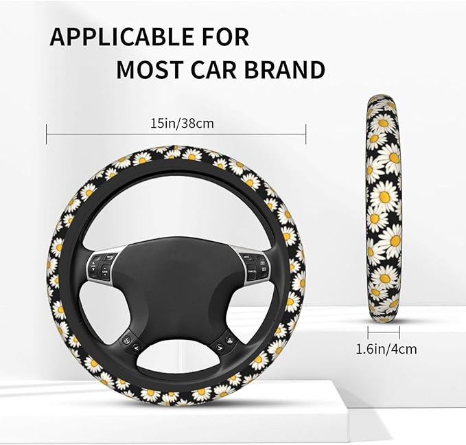Magritte Cute Steering Wheel Cover Non-Slip Breathable Sweat-Absorbent Suitable for SUV Van Truck Car Universal Protection Accessories 15 Inch Suitable for Women Men