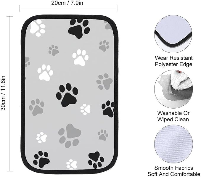 Animal Paw Prints Car Center Console Cushion Pad,Waterproof Armrest Seat Box Cover Protector,Comfortable Car Decor Accessories Fit for Most Cars, Vehicles, SUVs