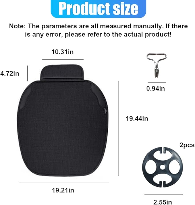 YoRise Car Seat Cover, Universal Cool Auto Front Seat Cushion Protector with Storage Pocket & Non Slip Bottom, Comfortable Breathable Vehicle Driver Seats Pad for SUVs, Trucks, Sedans (Black)