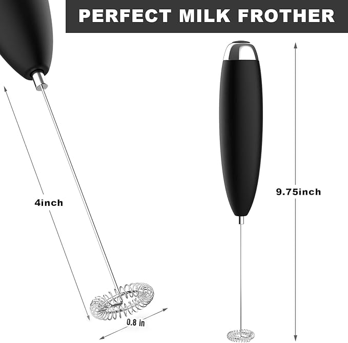 Electric Milk Frother Handheld, Quality Frother Wand for Coffee, Battery Operated (Not included) Drink Mixer Matcha Whisk, Functionality Foam Maker for Frappe Hot Chocolate, Cappuccino, Lattes