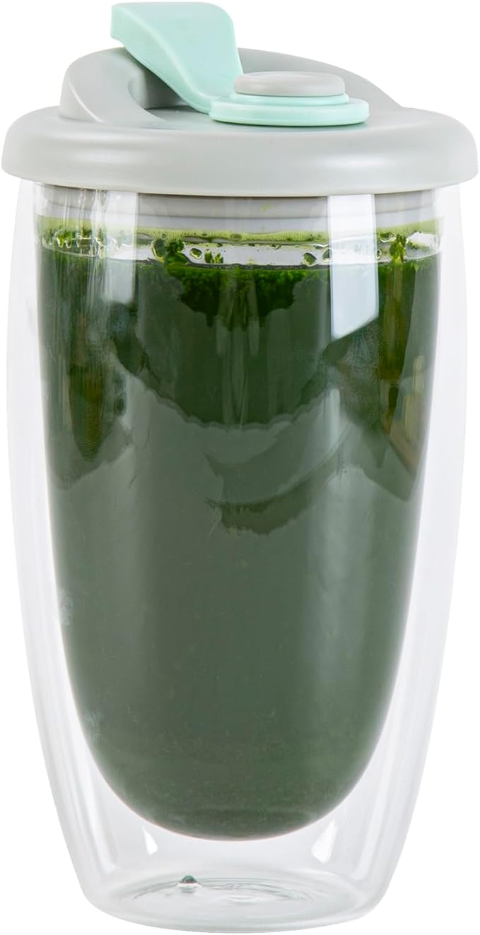 Restaurantware - Forma Professional 15.2 Ounce Insulated Travel Mug With Lid, 1 Double Wall Coffee Mug - Includes Lid, Reusable, Clear Borosilicate Glass Tumbler, Dishwashable, Microwavable