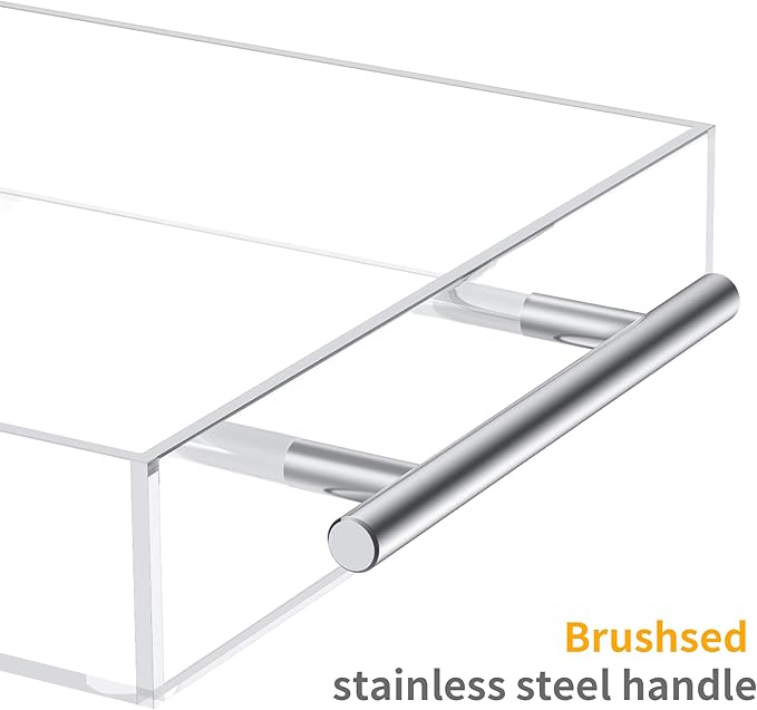 Clear Serving Tray 12"x12" - Acrylic Decorative Tray with Handles