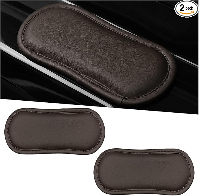 Craedli 2PCS Car Door Armrest Pads, Soft Leather Memory Foam Comfortable Center Console Knee Cushion, Universal Relieve Fatigue Vehicle Interior Elbow Support Accessories for Most Cars (Darkbrown)
