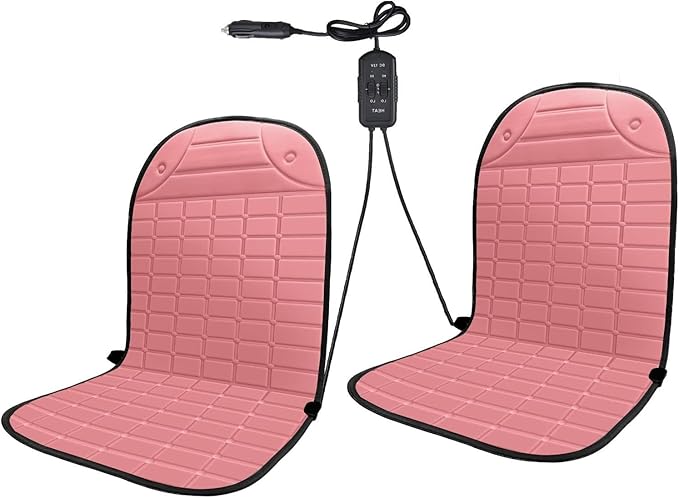 2-Pack Seat Cushion - Comfortable Winter Seat Cushion with Adjustable Buckle for Full Back and Seat (Pink)