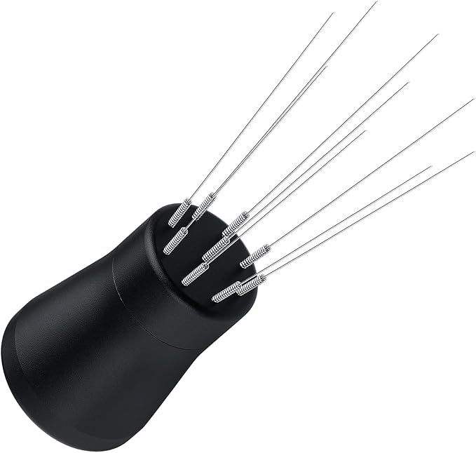 Normcore WDT Distribution Tool V2.1 with Stand - 0.23mm 8 Prong Espresso Distribution Tool - Magnetic Coffee Stirrer with 16 Extra Needles