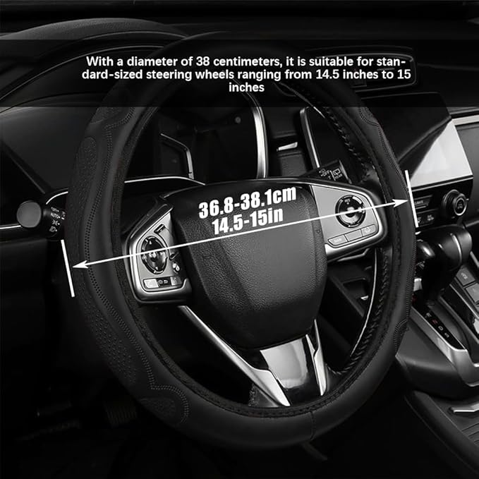 Car Steering Wheel Cover, Steering Wheel Accessories, Breathable Microfiber Leather Auto Wheels Protector, Universal 15 Inch Anti-Slip Protector Car Accessories for SUV Sedan Truck (Black)