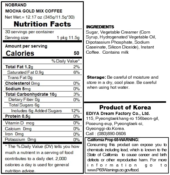 LENITH Korean Mocha Gold Mix Coffee 30 Sticks Instant Coffee Mix Home Cafe Sweet Coffee (0.4oz * 30 Sticks) Total 12.16oz