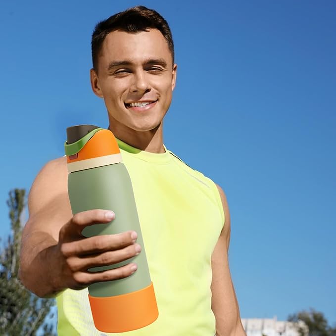 2PCS Silicone Water Bottle Boot, Compatible with Owala 24oz 32oz 40oz, Protective Anti-Scratch & Anti-Dent No Noise Sleeve Cover for FreeSip/Twist/Flip Water Bottles (Citrus Crush, 32oz)
